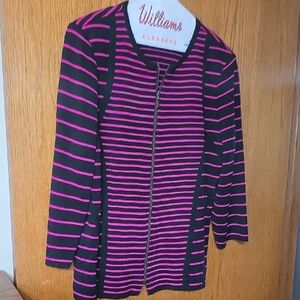 Ming Wang Black and Pink Striped Blazer